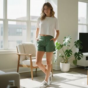 LOFT Olive Green Tailored Shorts Women's Flat Front Casual Everyday - Size‎ 12